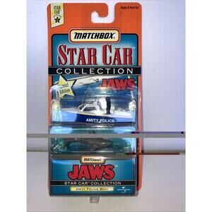Matchbox Star Car Collection JAWS Amity Police Boat W/ Shark 1997 Vintage NEW